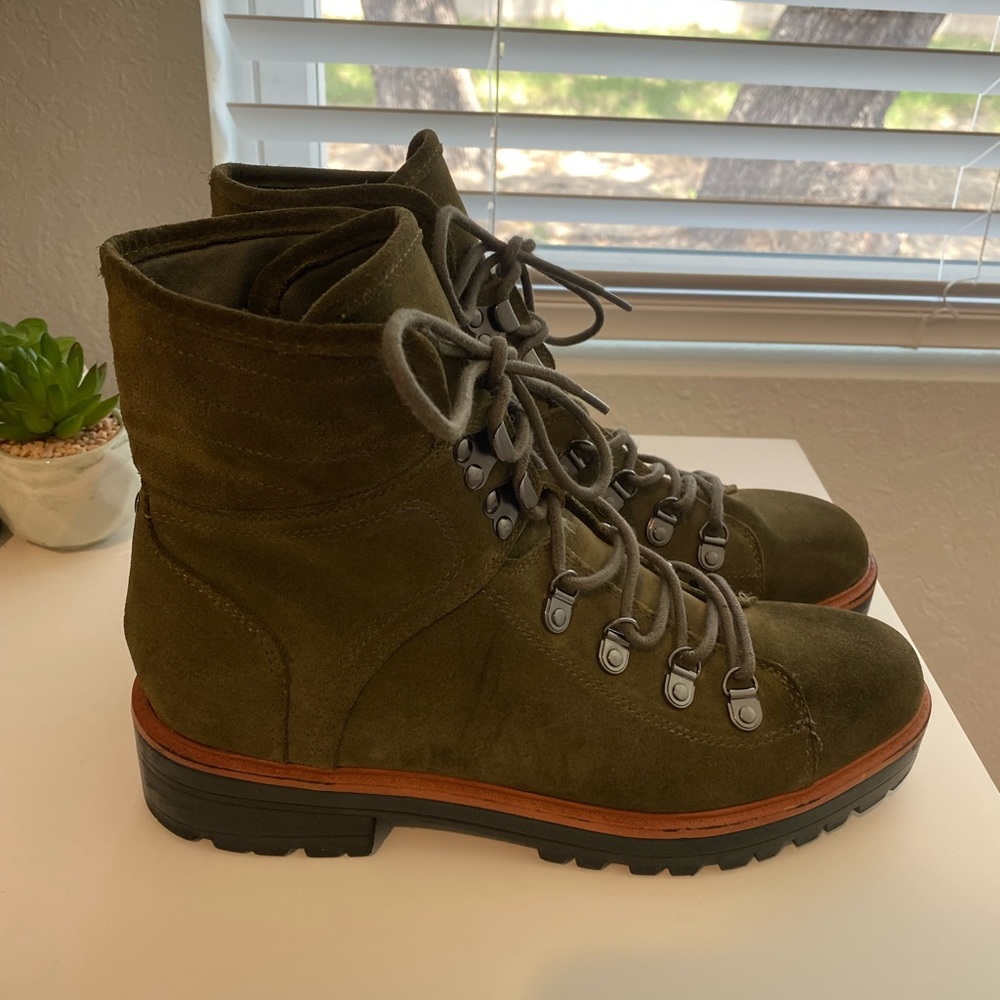 Marc Fisher Green Suede Lace Up Boots